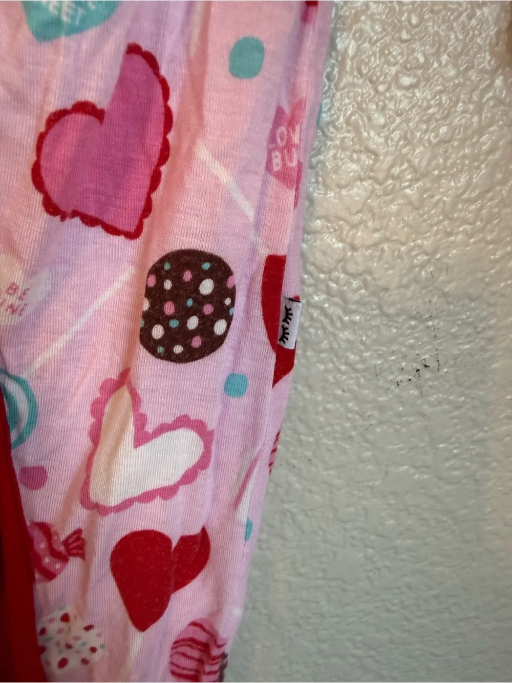 Little Sleepies Pink Heart & Candy Footed One-Piece with Red Trim